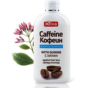 Milva Cafeïneshampoo tegen haaruitval stimuleert de haargroei met kinine, voor haargroei, haaruitvalshampoo voor mannen en vrouwen, haargroeimiddel, haarverzorging voor meerdere haren op het hoofd,