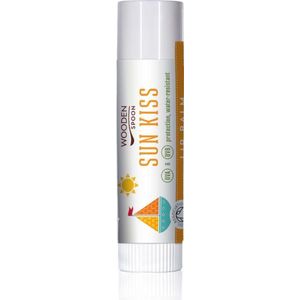Wooden Spoon Sun Kiss Biologische Lippenbalsem SPF 45 – Gecertificeerde Natuurlijke UVA & UVB Bescherming, met Shea, Kokos, Cacao – Hypoallergeen, Kinderen & Volwassenen