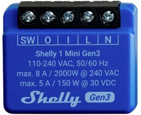 Shelly Plus 1 Mini Gen. 3 Draadloze schakelaar WiFi, Bluetooth