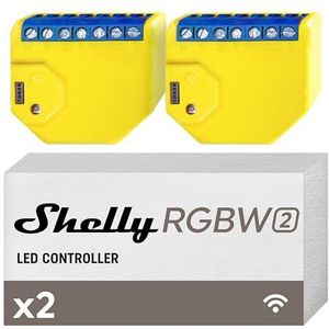 Shelly RGBW 2 Set 2 stuks LED Strip Controller RGB WiFi Werkt met Amazon Alexa, Google Home, MQTT Beheer met App Shelly Cloud, new, geel