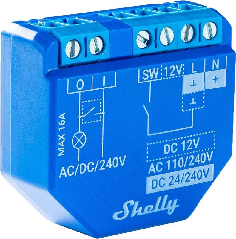 Shelly - 1 Plus - Slimme WiFi/Bluetooth Inbouwschakelaar - Wit - 16A