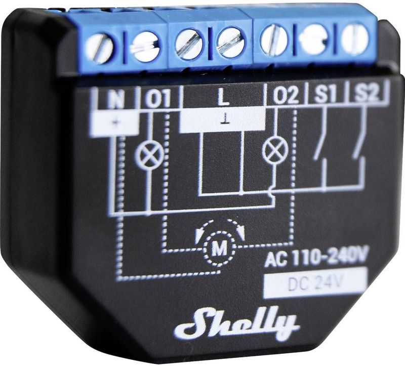 Shelly Plus 2PM Schakelactor WiFi, Bluetooth