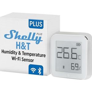 Shelly Plus H&T Temperatuursensor en Luchtvochtigheidssensor Bluetooth Low Energ - WiFi