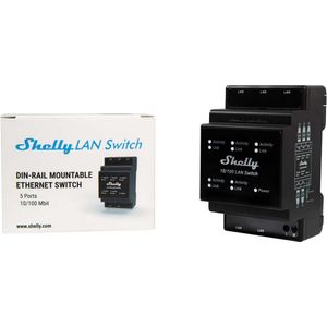 Shelly - LAN Switch - LAN-Schakelaar - DIN-Railmontage - 5 RJ45-Poorten