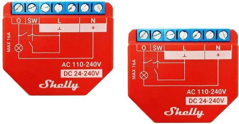 Shelly Plus 1PM - WLAN & Bluetooth Relaisschakelaar - Smart Home - 2 pak