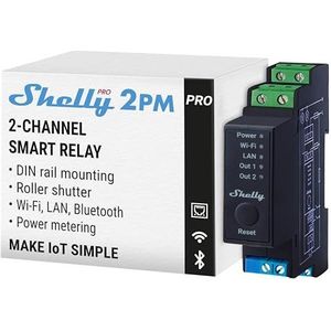SHELLY WLAN-Schaltaktor Pro 2PM, 25 A, LAN-Anschluss, Bluetooth, Messfunktion