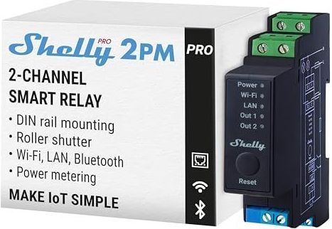 Shelly - Pro 2PM - Slimme Relais - 2-Kanaals - 25A - Vermogensmeting