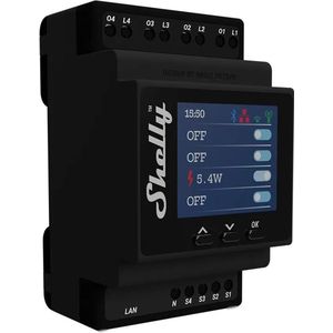 Shelly - Pro 4PM - Professioneel Relais - 4 Kanalen - DIN-Rail - LAN-Wi-Fi-Bluetooth