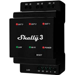 Shelly - Pro 3 - Slim Relais - WLAN - LAN - Bluetooth - 3-Kanaals - 48A