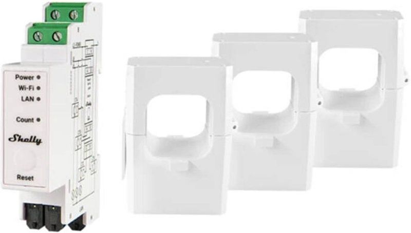 SHELLY - Pro 3EM - Smart Relay - Wit - Draadloze WLAN-connectiviteit