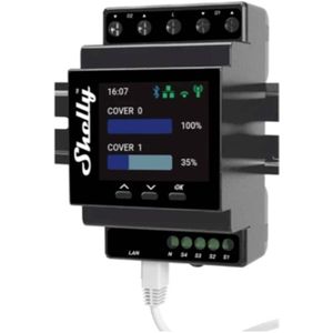 Shelly - Pro Dual Cover Pm - Slimme Relais - Zwart - Draadloze Bediening