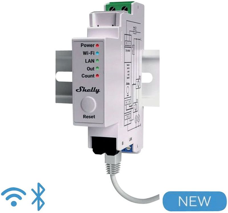 Shelly Pro EM 50A Elektriciteitsmeter Bluetooth, WiFi