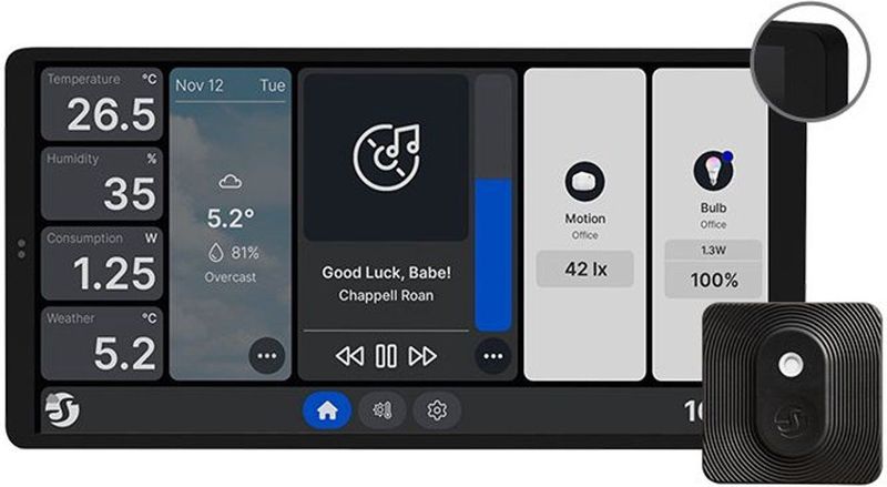 Shelly - Wall Display X2 - Draadloze Schakelaar - Zwart - Met Blu Smart H&T Sensor