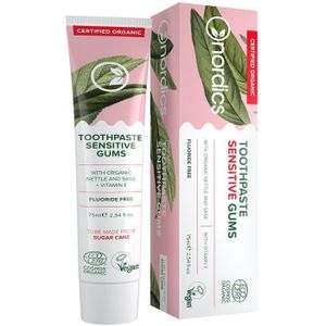 Biologische tandpasta Sensitive met biologische salie, biologische brandnetel & vitamine E - fluoridevrij & veganistisch - Nordics Organic Care - 75 ml