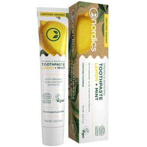 Nordics Tandpasta Bio Lemon Mint 75 Ml Wit