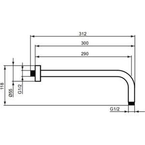 Ideal Standard Idealrain douchearm wandbevestiging 20cm chroom B9444AA