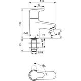 Ideal Standard Ceraplus 2 toiletkraan m. vaste zelflegende uitloop m. greep 4cm chroom BC117AA