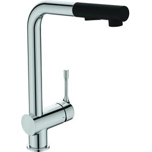 Ideal Standard Kolva BC476AA Keukenkraan met uittrekbare handdouche, 2-straal, chroom mat zwart waterbesparend