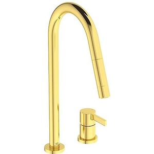 Ideal Standard 2-Loch-Küchenarmatur Gusto Ausld.240mm 2F-Brause Brushed Gold, BD424A2