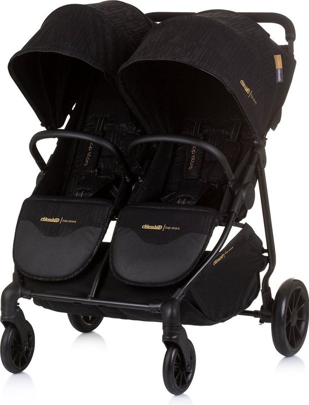 Chipolino Top Stars Duo Kinderwagen - Verstelbare Buggy voor 2 kinderen - Obsidian