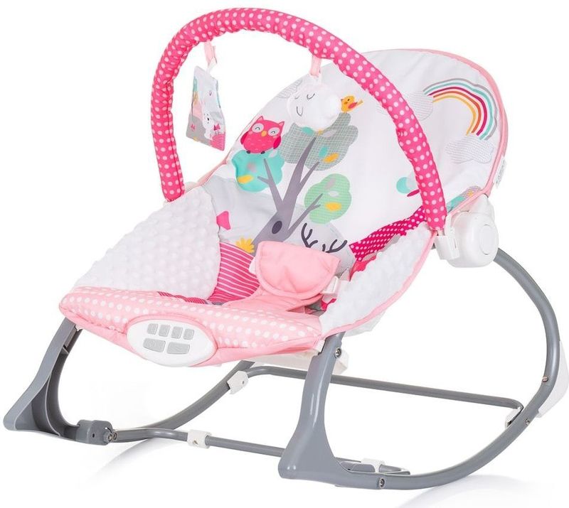 Chipolino Babywippe Melody 2 in 1 Gurt Musik Vibration Spieluhr Schaukelfunktion pink
