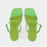 By Far - Groene Leren Vierkante Neus Muiltjes - Dames