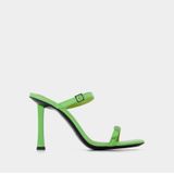 By Far - Groene Leren Vierkante Neus Muiltjes - Dames