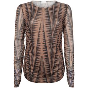 Jane Lushka - Gio Top - Brown - Lange Mouwen - Ronde Hals