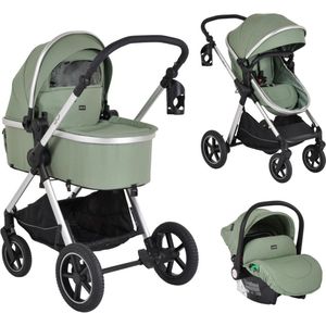Moni - Alina - Combi Kinderwagen - Donkergroen - Inclusief i-Size Autostoel