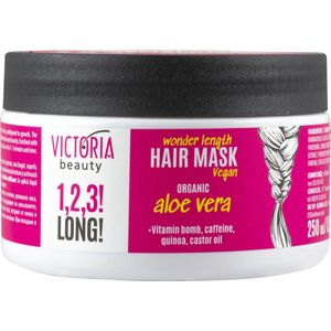 Victoria Beauty | 1,2,3! LONG! Wonder Length Hair Mask 250ml – Stimuleert Haargroei & Vermindert Haarbreuk – Egaliseert Textuur, Verhoogt Glans en Levendigheid – Vegan & Biologisch met Aloë Vera, Vitaminebom, Cafeïne & Quinoa