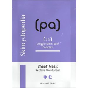 Skincyclopedia |Sheet Mask | Prijs is per 3 verpakkingen | 2% Polyglutamic Acid Complex | Gezichtsmasker | Peptide Moisturizer | Droge Huid | Beschadigde Huid | Ouderdoms tekenen | Alle huidtypes | Gevoelige Huid