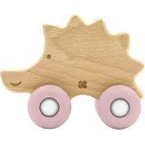 Kikkaboo Beißring Igel Holzspielzeug mit Silikonbeißring Buchenholz weiche Form rosa