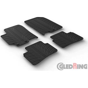 Gledring Rubbermatten passend voor Kia Rio 1/2017- & Kia Stonic 10/2017- (T profiel 4-delig + montageclips)