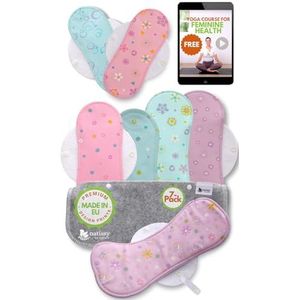 Herbruikbare Maandverbanden, 7 stuks Kaoten Wasbare stoffen ademende pads met vleugels, doek Dameshygiëne Inlegkruisje GEMAAKT IN DE EU; Ecologisch, Gezond en Hygiënische externe Periode Servetten voor menstruatie, overvloedige stromen en postpartum