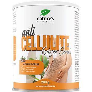 Nature's Finest Anti Cellulite Koffiescrub 200g – Tegen Cellulitis, Strakkere Huid & Betere Doorbloeding – Met Koffie, Himalayazout, Kokos- & Amandelolie – Natuurlijk & Verstevigend