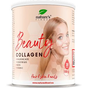 Nature's Finest Beauty Collageen met Hyaluronzuur - Collageenpoeder met Q10, Vitamine C en Zink - Ondersteunt een gezonde, gehydrateerde huid - Helpt rimpels verminderen en huidelasticiteit verbeteren - collagen supplement