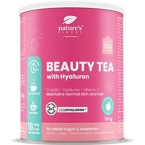 Nature's Finest Beauty Tea met Hyaluron - Natuurlijke beautydrank voor huid en haar - Met hyaluronzuur, biotine en vitamine C - Ondersteunt collageensynthese en beschermt tegen oxidatieve stress - Heerlijke perziksmaak - Zonder toegevoegde suiker