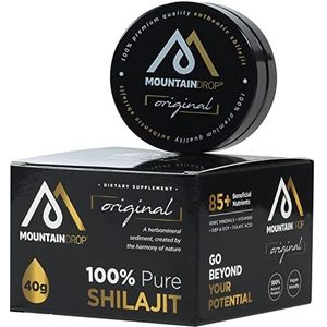 100% natuurlijke Mumijo Shilajit van Mountaindrop, 40 g, in beschermend violet glas. Met de hand geoogst en gereinigd. Met aminozuur en fulvinzuur uit het Altai gebergte, Mumie, Mumio