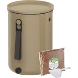 Skaza Bokashi Organko 2 Compostbak van gerecycled kunststof, starterset voor keukenafval en compostering, met gistingsactivator, 1 kg (cappuccino)