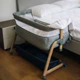 FreeON Co Sleeper - Luxe houtlook aanschuifwieg - Bedside Crib Bliss - Grijs