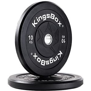 KingsBox Royal Bumperplaten, Standaard Olympische Gewichten voor Barbells, Gewichtheffen, Krachttraining, Verkocht per Paar (10)