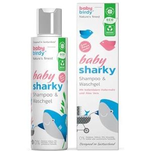 BabySharky Shampoo & wasgel – zachte baby- en kinderverzorging met colloïdaal havermeel en aloë vera, 150 ml – traanvrije formule, 0% parabenen en sulfaten