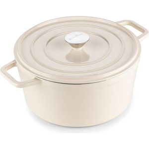 Rosmarino Braadpan - Braadpannen - Gietijzeren Braadpan 26 cm - Braadpan inductie - 5 liter - Wit