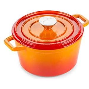 Rosmarino Braadpan - Braadpannen - Gietijzeren Braadpan 20 cm - Braadpan inductie - 1.8 liter - Oranje