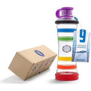 i9 - Waterfles - Multicolor - Glazen Fles met Siliconen Tag