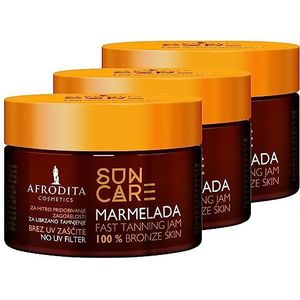 Afrodita Cosmetics Sun Care Jam bruiningsversneller voor snelle en intensieve bruining, met 100% organische kokosolie, karité en cacaoboter, siliconenvrij, veganistisch (Express 3 stuks)