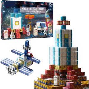 HOTUT Magnetische Bouwstenen Set van 96 Stuks - Creatief Educatief Bouwspeelgoed met Magnetische Blokken - STEM Leerspeelgoed voor Kinderen vanaf 3 Jaar - Ideaal Cadeau voor Jongens en Meisjes