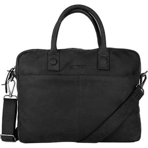 DSTRCT Wall Street Leren Laptoptas - 15,4 inch - Zwart