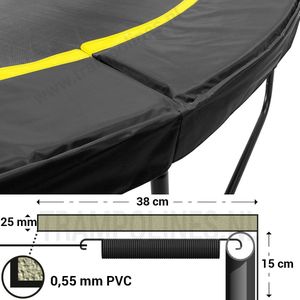 Magic Circle Pro Trampoline Beschermrand 300 - 305 cm Zwart - Ronde trampoline rand - Breed en dik randkussen
