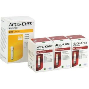Accu Chek Performa actiepakket: 150 teststrips en 200 softclix